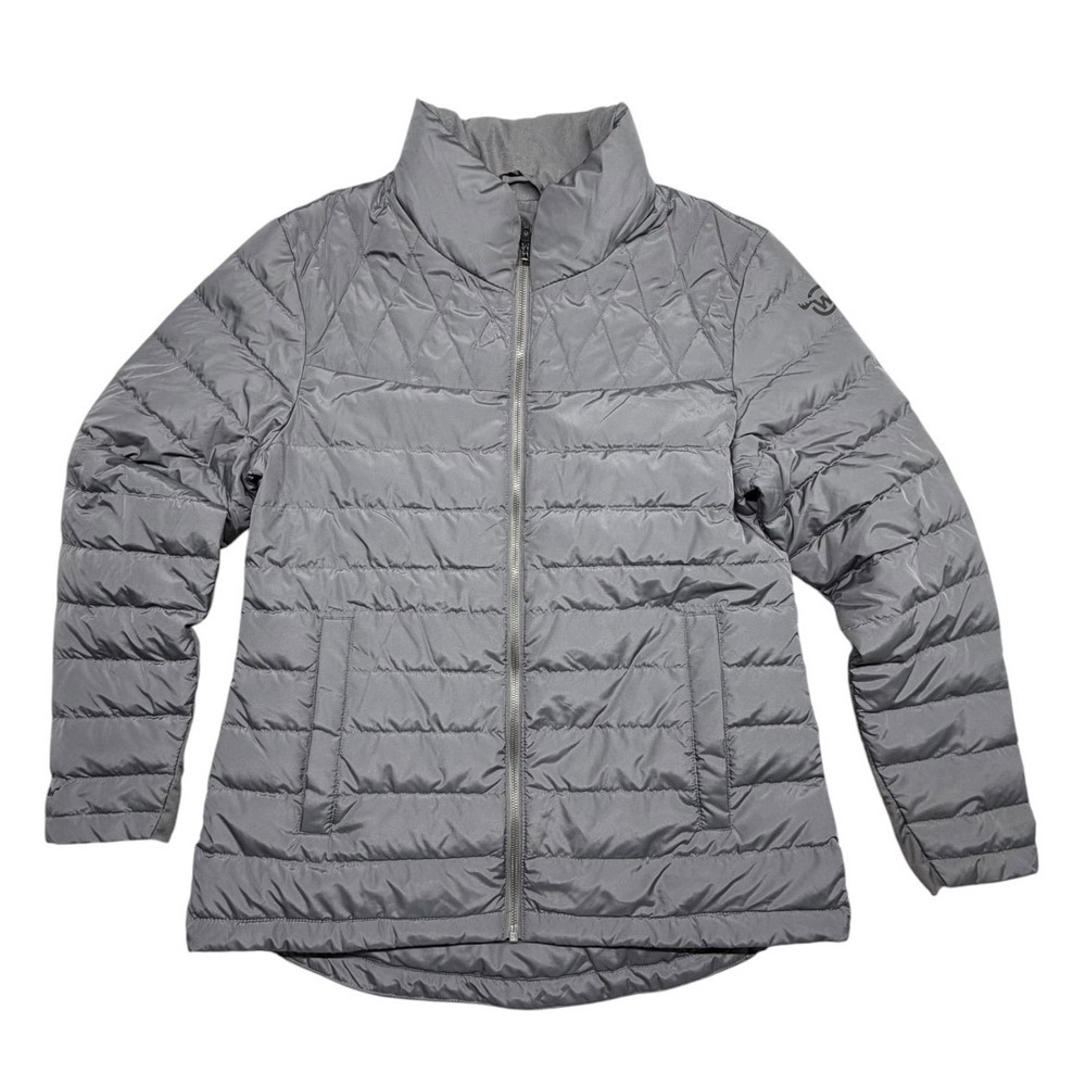 Moosejaw Mountaineering Mens Gray Quilted 100% Down Puffer Jacket Full Zip Large
